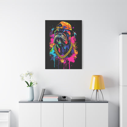 Vibrant Dog In Chain Canvas Print - VYBE Shop