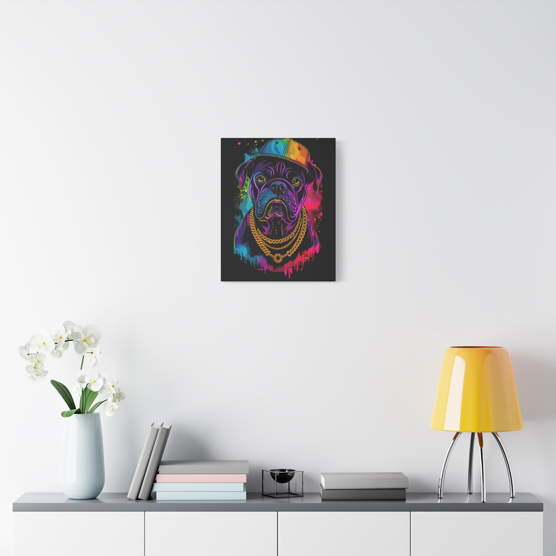 Neon Dog In Chain Matte Canvas, Stretched, 1.25" - VYBE Shop