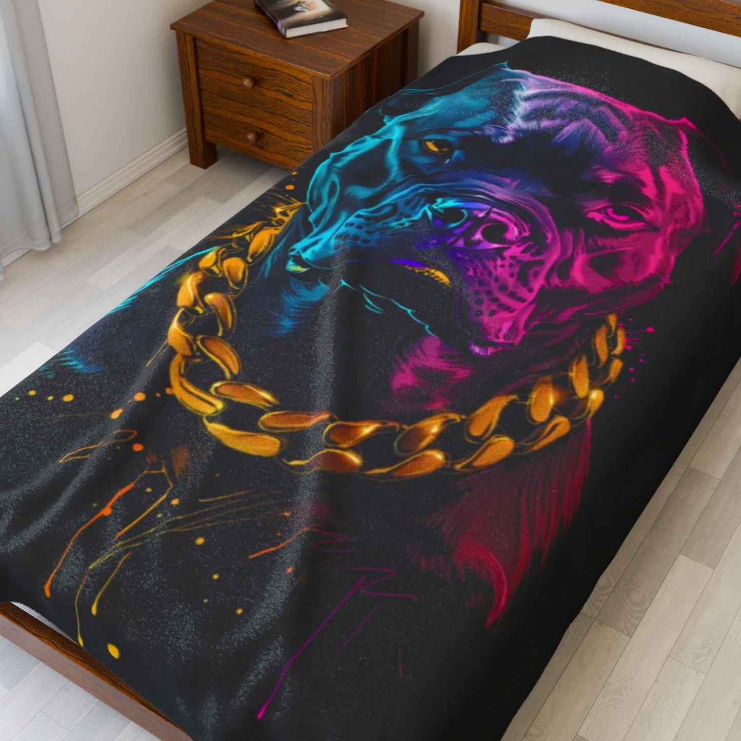Colorful Dog Art Plush Blanket