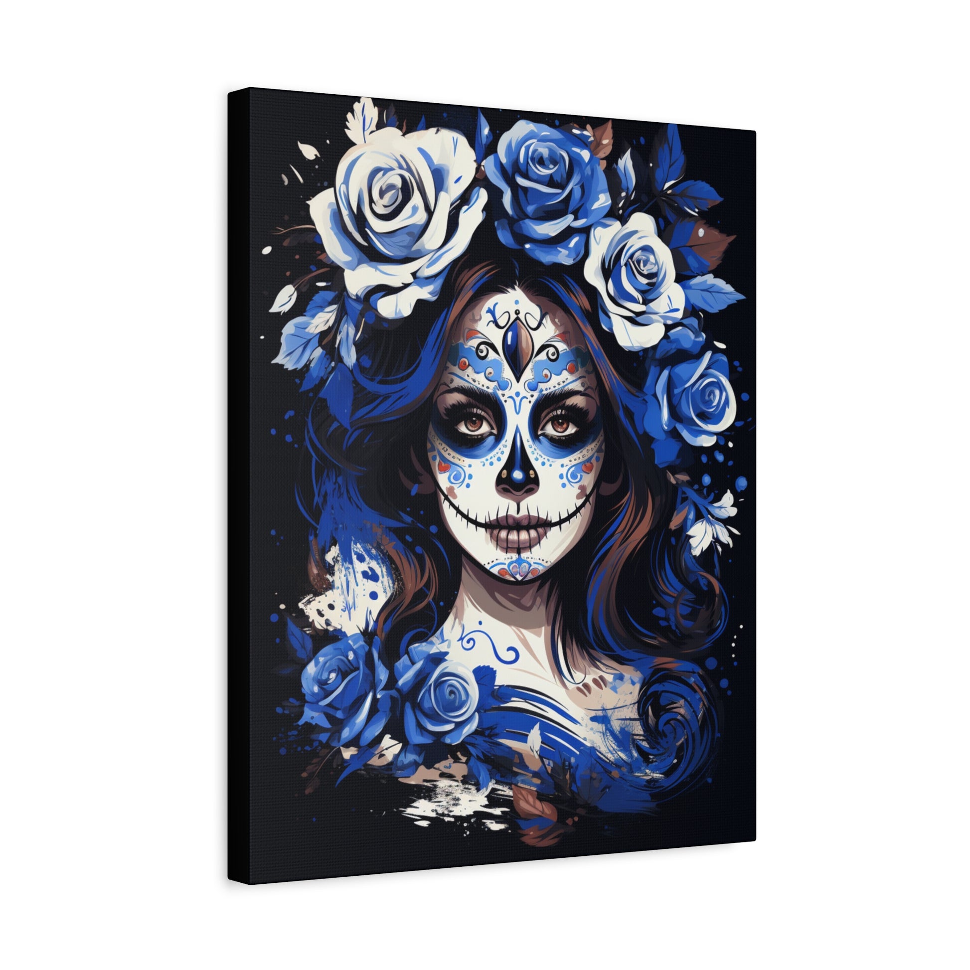 Vibrant Sugar Skull Canvas Art, Day of the Dead Decor, Wall Art, Gift for Art Lovers, Unique Home Decoration, Boho Style Art - VYBE Shop