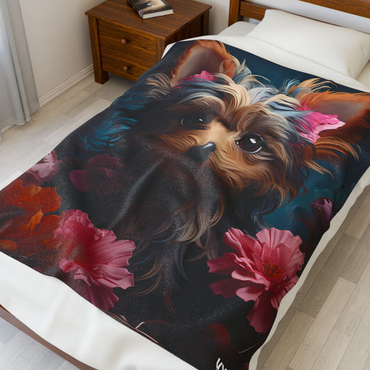 Yorkie Plush Blanket, Pet Lover Gift - VYBE Shop