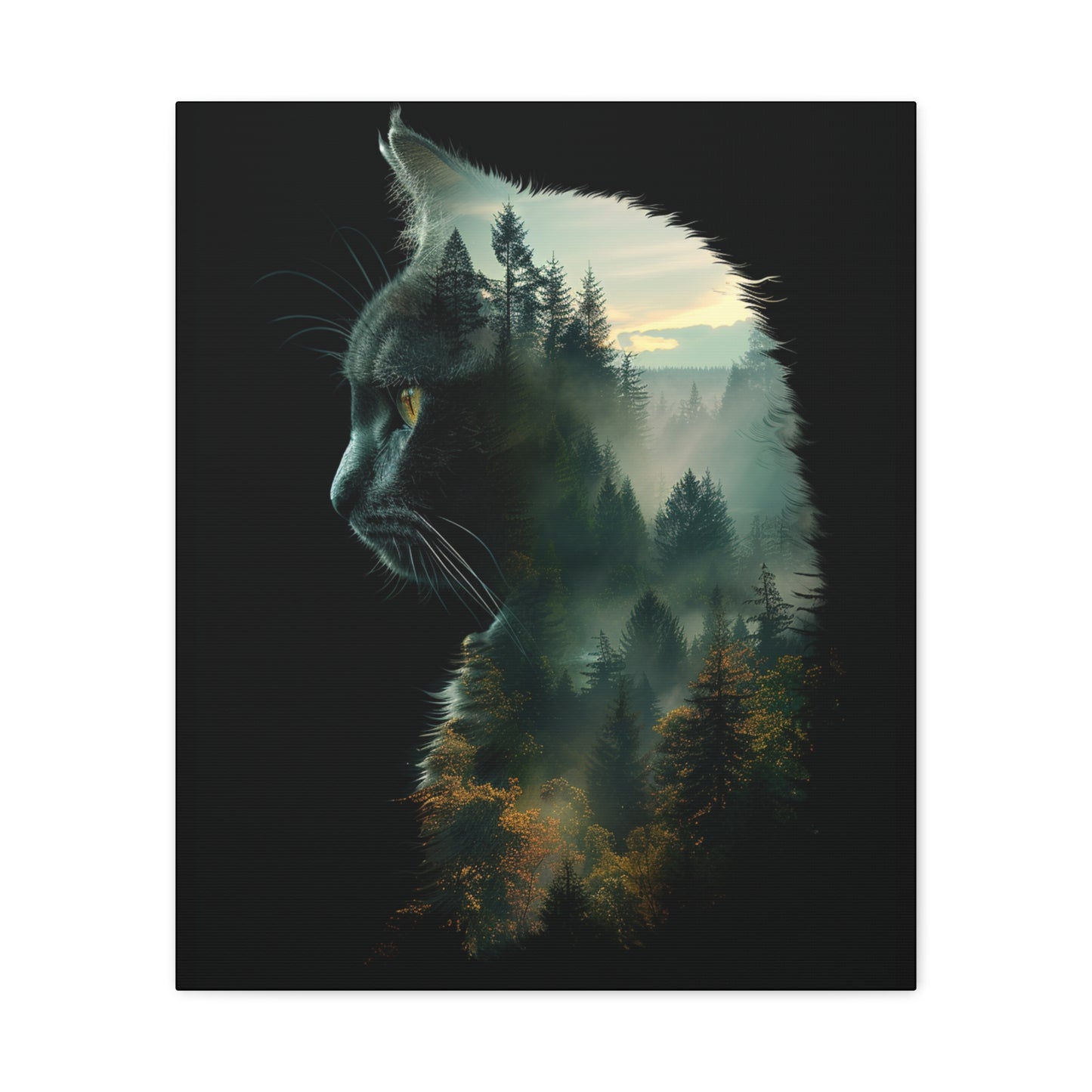 Cat Forest Matte Canvas Wall Art | Feline Home Decor, Gift for Cat Lovers, Nature Art Print, Unique Wall Decor, Cat-Themed Gift - VYBE Shop