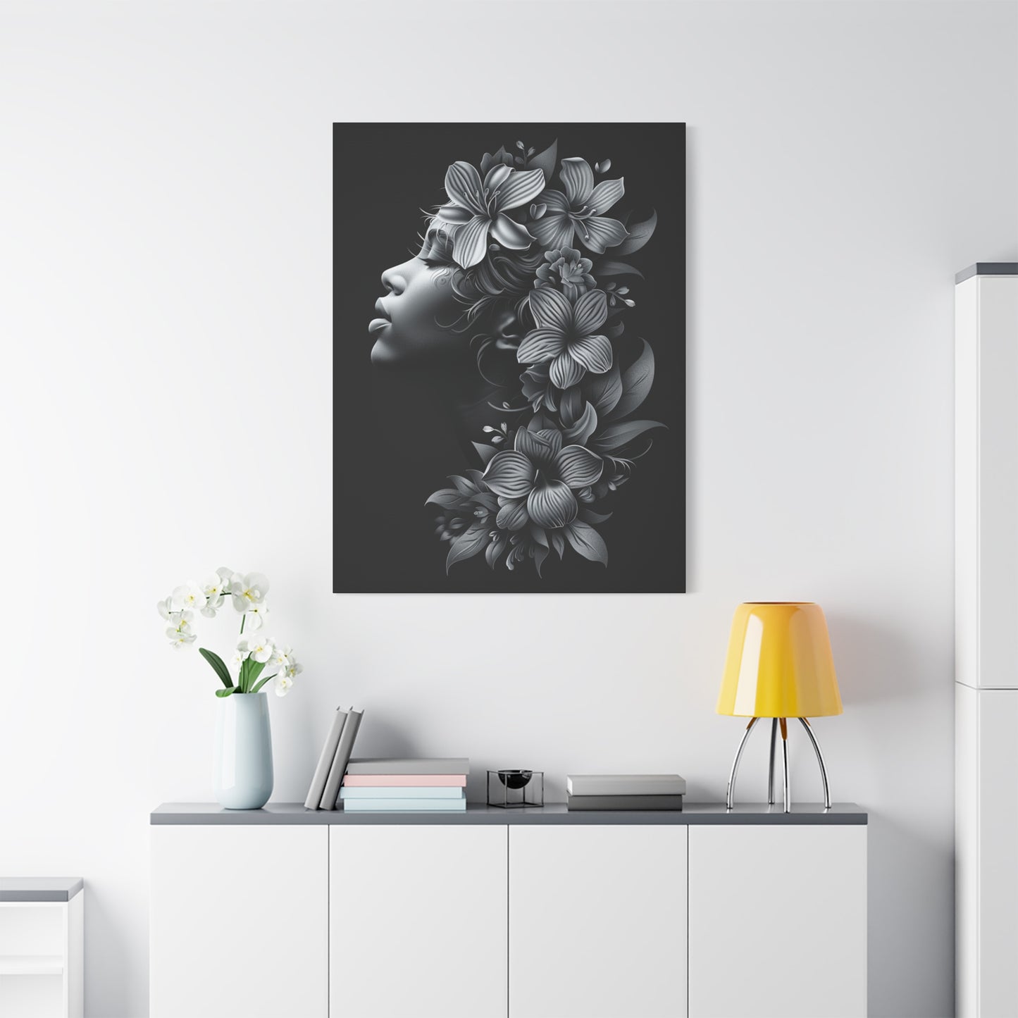 Floral Silhouette Canvas Print, Wall Art, Home Decor, Gift for Her, Modern Wall Hanging, Botanical Art - VYBE Shop