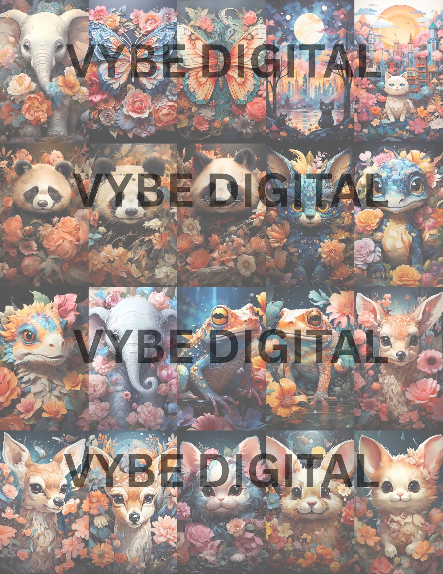 Kawaii Animal Junk Journal Pages- 157 Pages - VYBE Shop