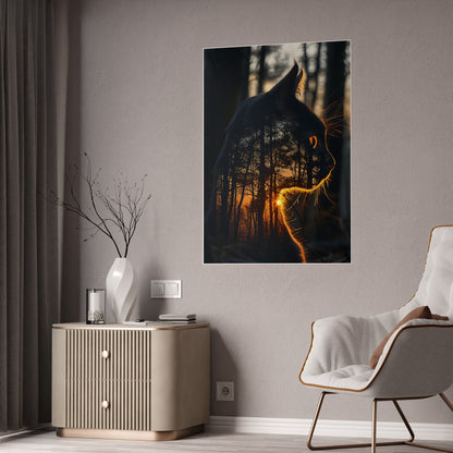 Cat Mystical Poster - Glossy Wall Art for Nature Lovers, Home Office Aesthetic, Perfect Cat Lover Gift and Animal Art Print - VYBE Shop