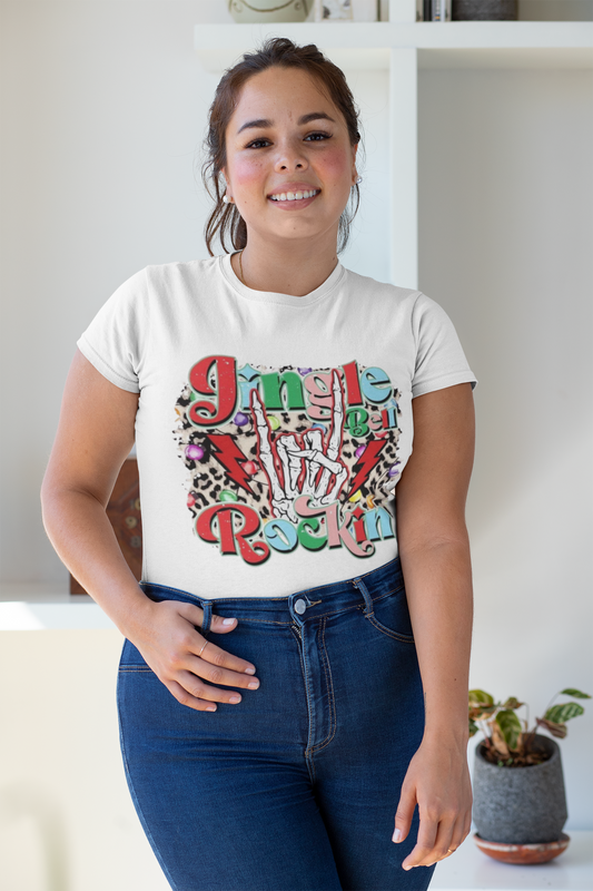 Christmas- Festive Rockin' Unisex T-Shirt Cute Edgy Skeleton Christmas Gift - VYBE Shop