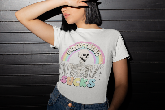 Funny- Everything Sucks Vintage Skeleton T-Shirt - VYBE Shop