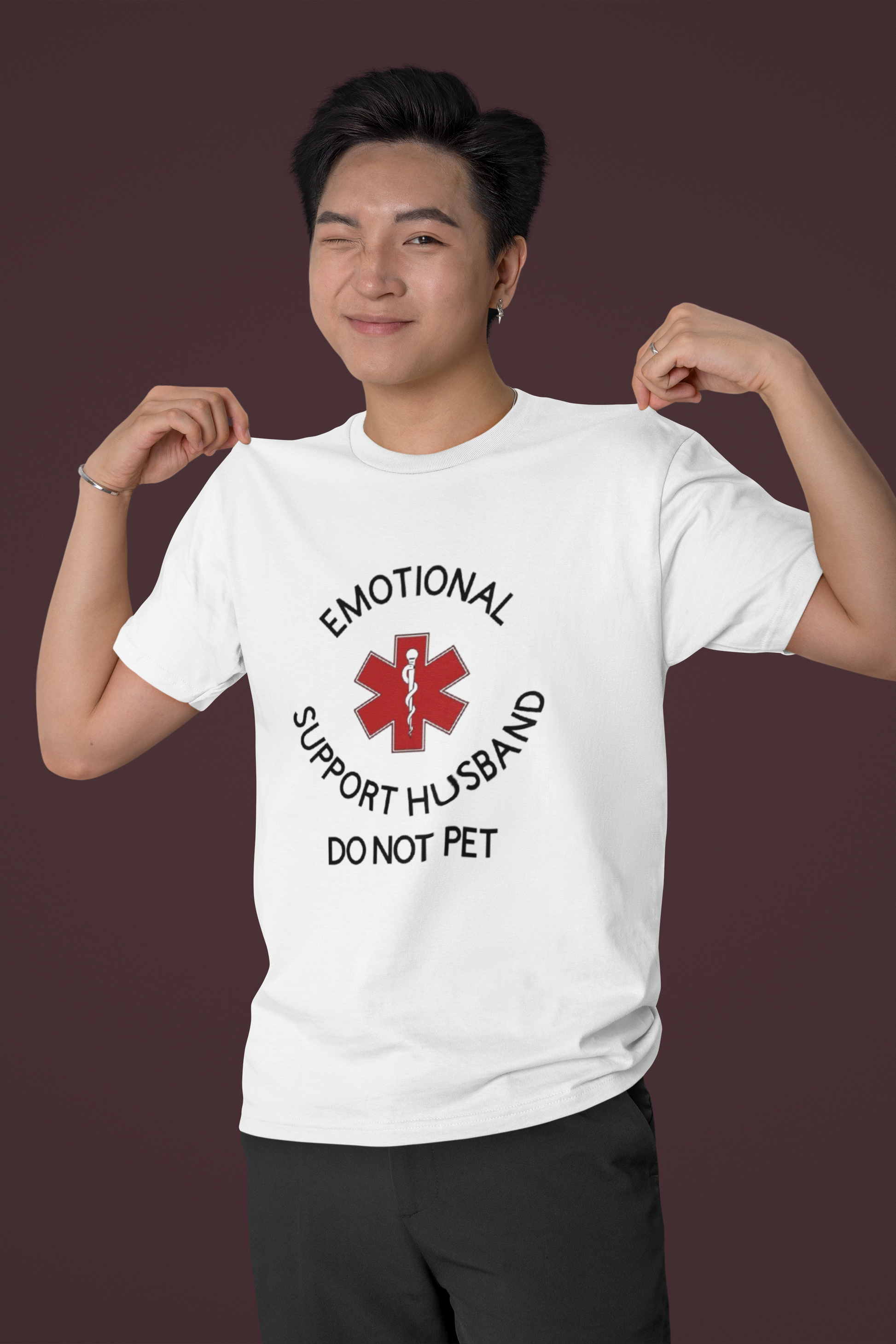 Funny Emotional Support Husband T-Shirt - VYBE Shop