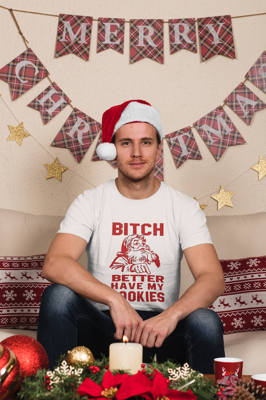 Christmas- Santa Vulgar Cookie Demand Unisex T-Shirt, Funny Christmas Apparel, Festive Humor Shirt - VYBE Shop