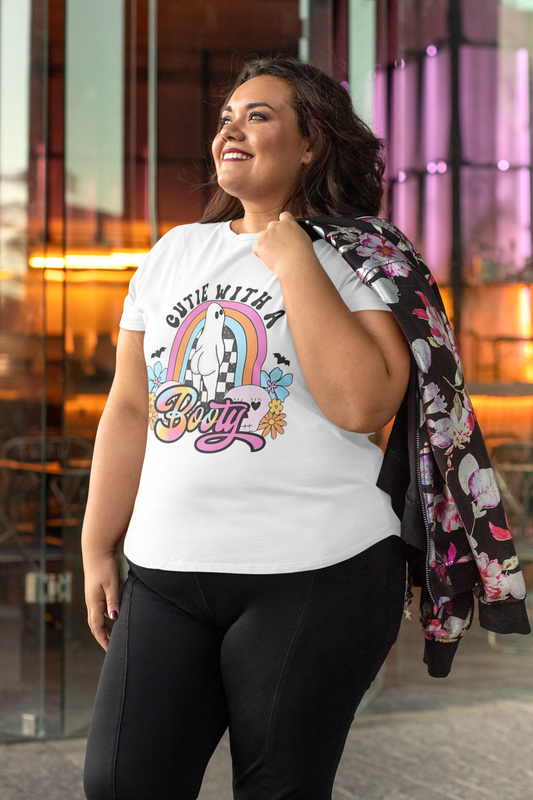 Cutie With A Booty Ghost T-Shirt, Perfect for Casual Wear, Gifts - VYBE Shop