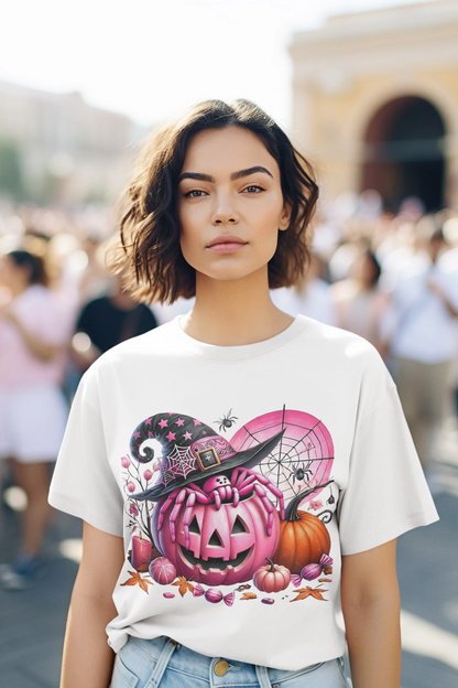 Halloween- Cute Pink Halloween Frog T-Shirt, Pumpkin Tee, Fall Apparel, Unisex Halloween Shirt, Cute Skeleton Design - VYBE Shop