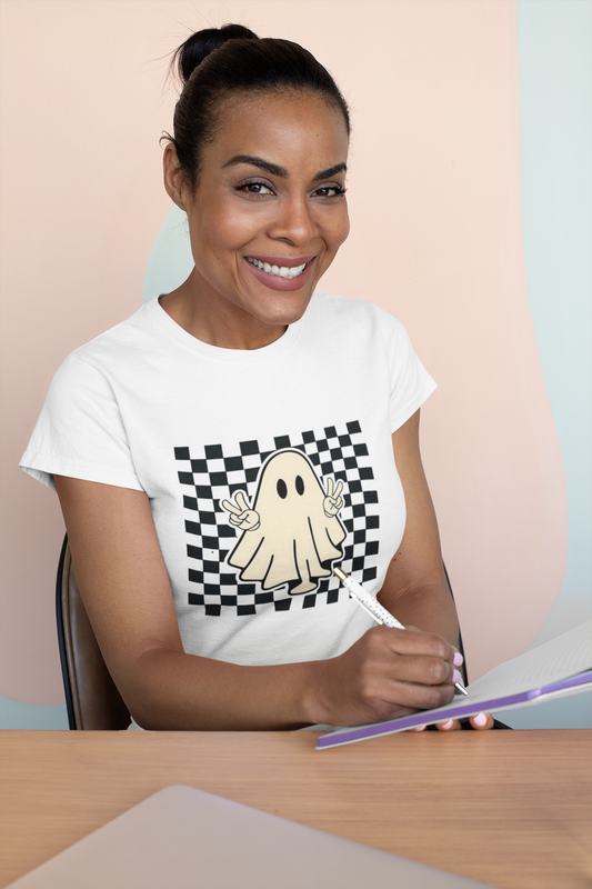 Halloween- Playful Ghost Graphic T-Shirt, Trendy Tee for Halloween, Casual Wear, Unisex Shirt, Gift for Friends - VYBE Shop
