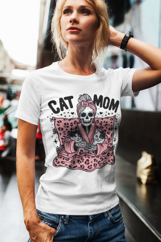 Pets- Cat Mom Skeleton T-Shirt - VYBE Shop