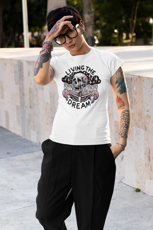 Funny- Living the Dream Skull Graphic T-Shirt - VYBE Shop
