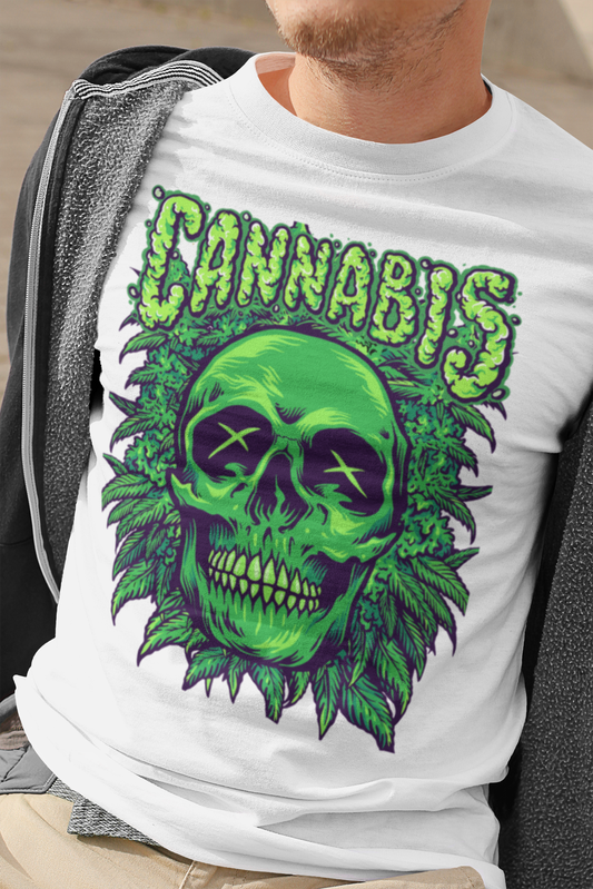 420- Cannabis Skull Graphic T-Shirt - VYBE Shop