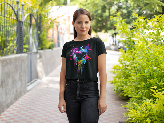 Colorful Heart Graphic T-Shirt - VYBE Shop