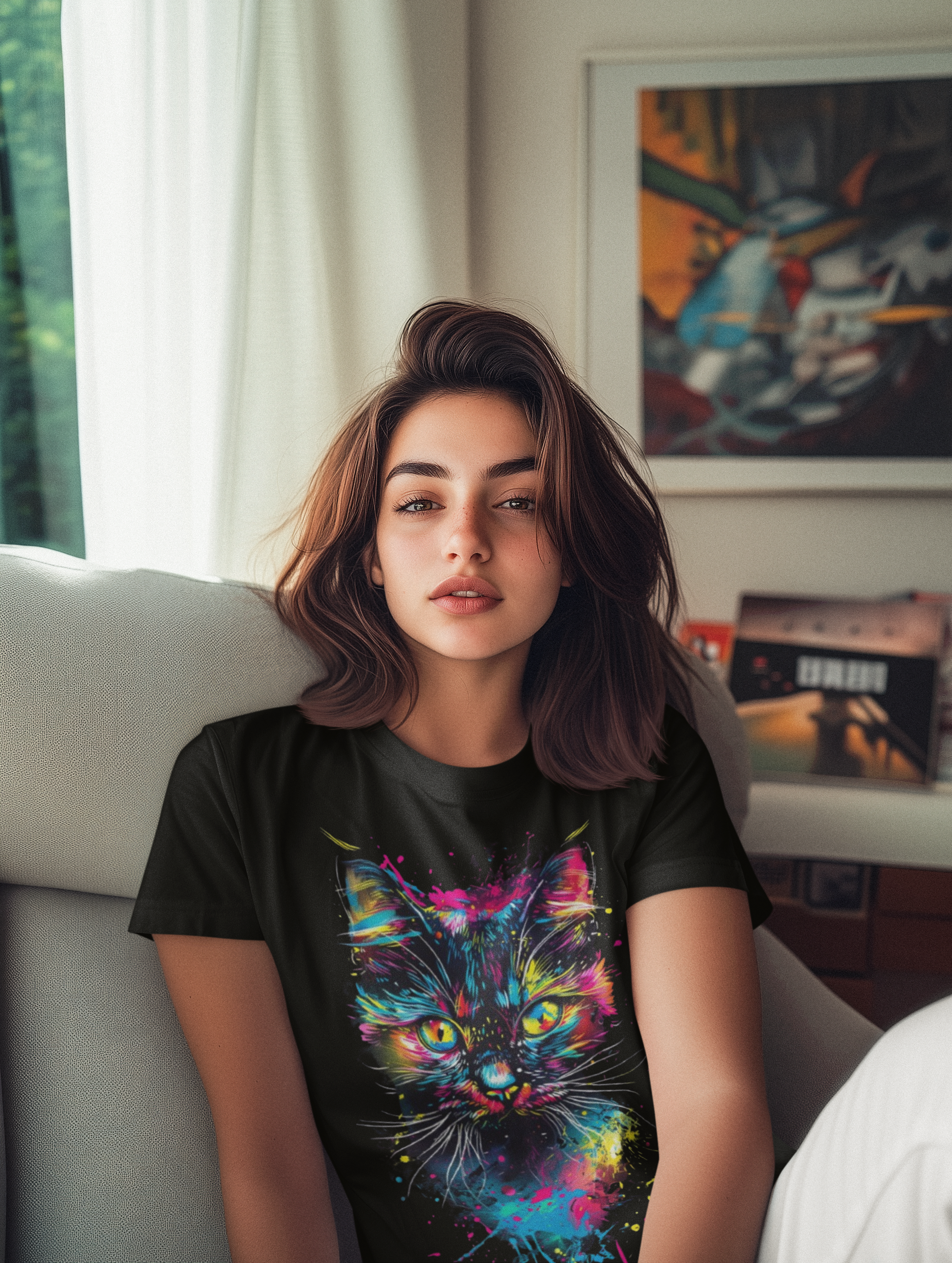 Vibrant Cat Graphic T-Shirt - VYBE Shop