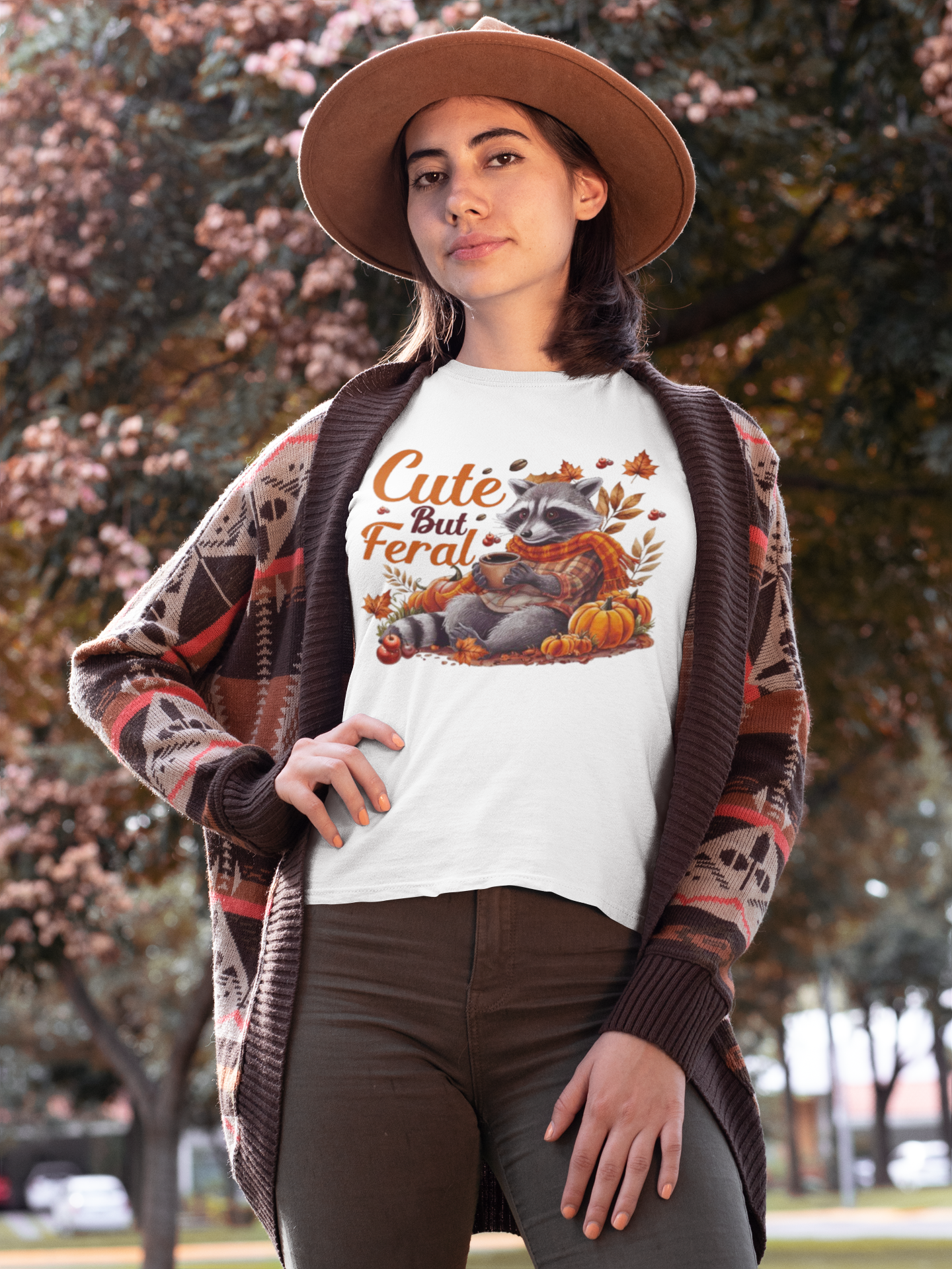 Fall- Cute But Feral Raccoon T-Shirt - VYBE Shop