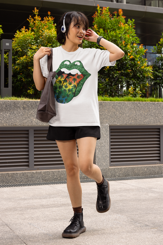 420- Vibrant Rolling Stones-Inspired Graphic Tee - VYBE Shop