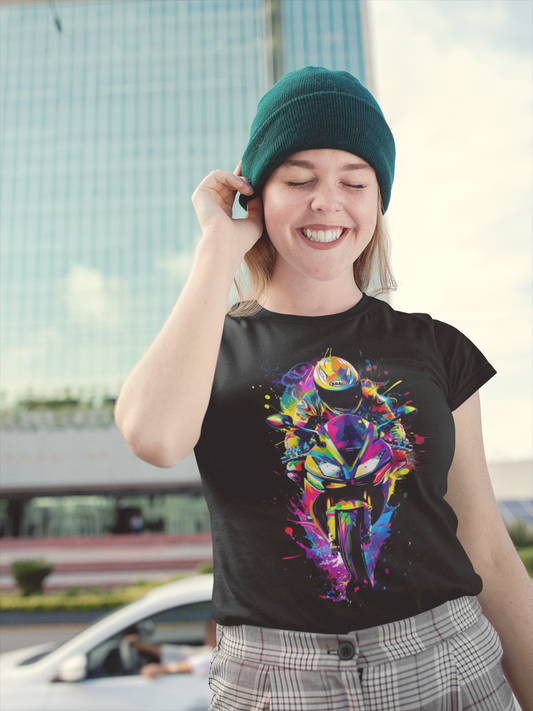 Vibrant Motorcycle Art Shirt - Unique Motorcycle Graphic Tee