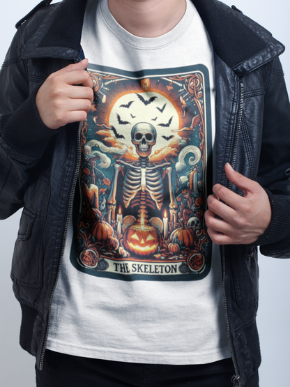 Halloween Skeleton Tarot T-Shirt - Embrace the Spirit of the Season - VYBE Shop