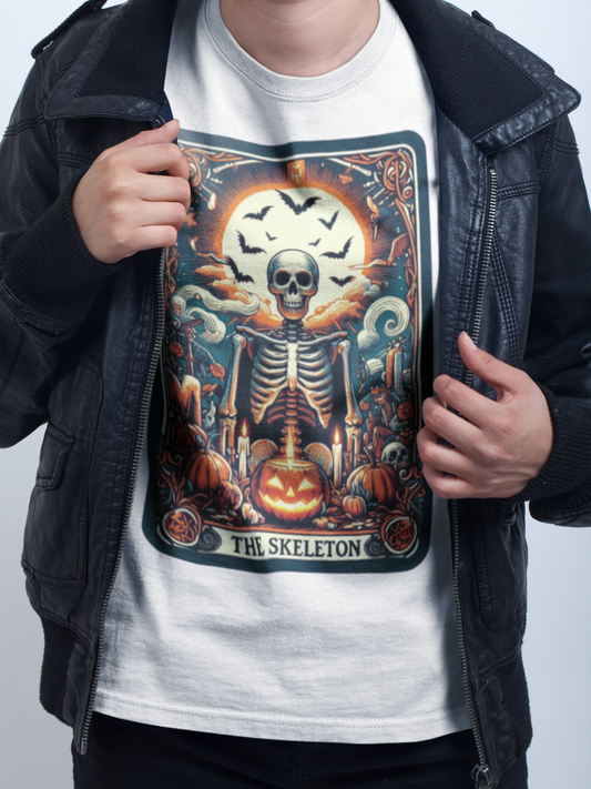 Halloween Skeleton Tarot T-Shirt - Embrace the Spirit of the Season - VYBE Shop