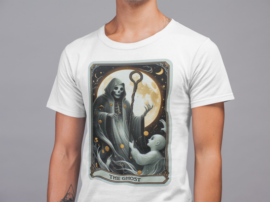 Halloween Ghost Tarot Tee - Enchanting Design for Spooky Season - VYBE Shop