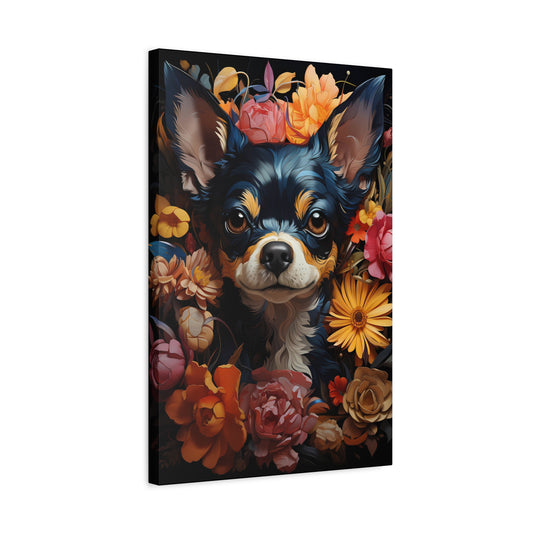 Chihuahua Floral Canvas Print, Pet Lover Gift - VYBE Shop