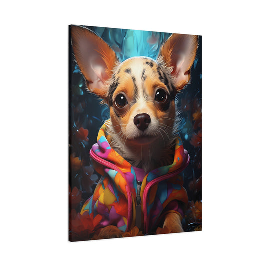 Colorful Dog Wall Art - Colorful Chihuahua In A Jacket Canvas, Perfect Pet Lover Gift - VYBE Shop