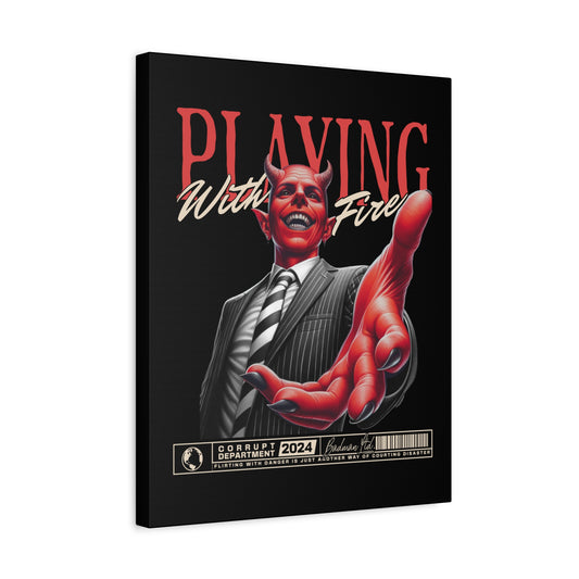 Devil Themed Play With Fire Canvas Art - Unique Wall Decor - VYBE