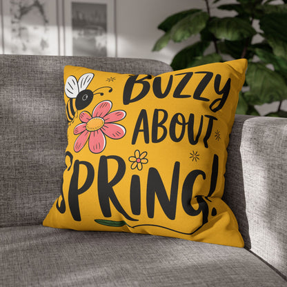 Buzzing Spring Pillowcase - Bee Themed Decorative Cushion Cover for Spring Home Decor and Floral Accent Gifts - VYBE Shop