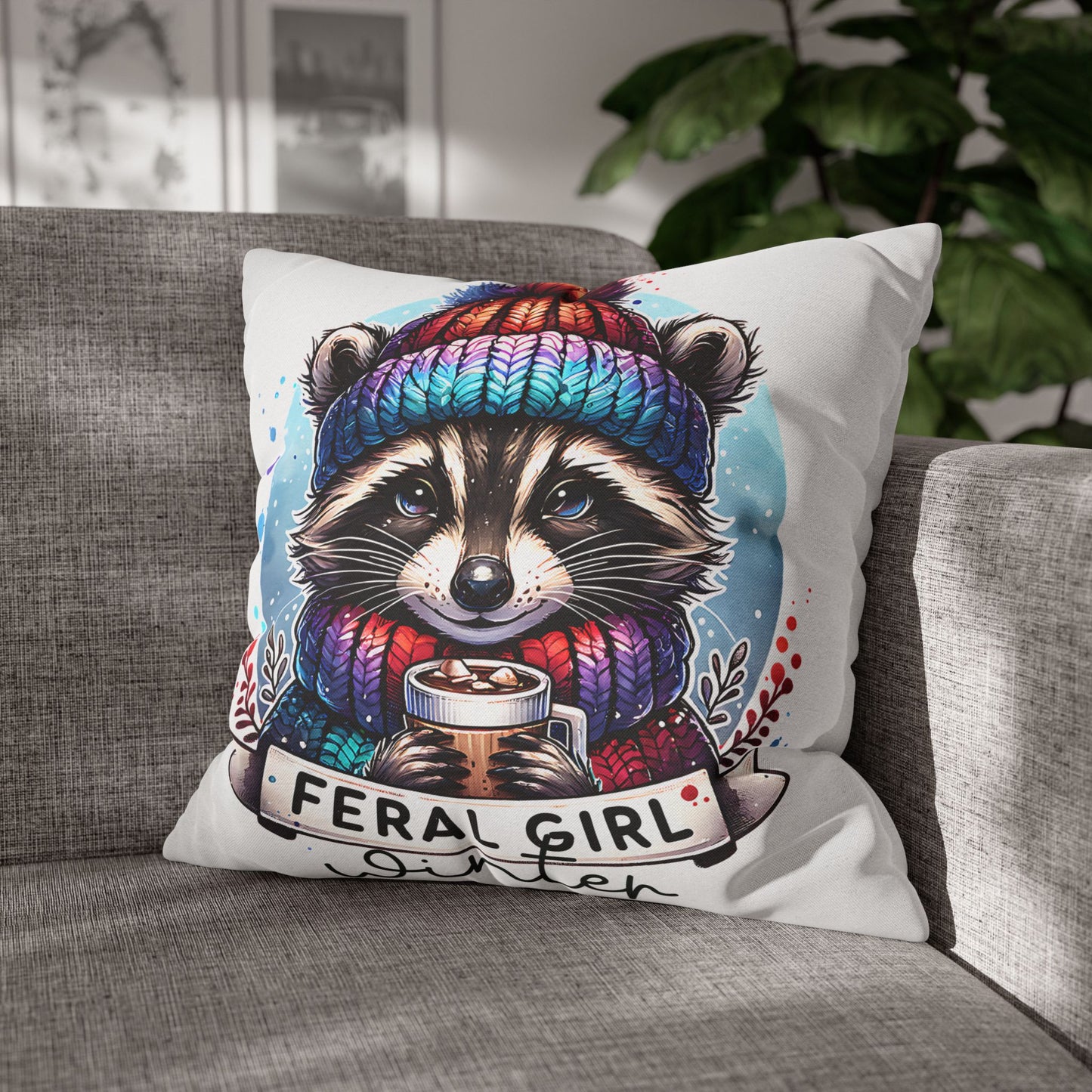 Feral Girl Winter Pillowcase - Cozy Decor for Animal Lovers, Perfect Winter Chill Vibe Home Accent Cushion Cover - VYBE Shop