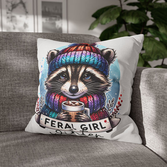 Feral Girl Winter Pillowcase - Cozy Decor for Animal Lovers, Perfect Winter Chill Vibe Home Accent Cushion Cover - VYBE Shop
