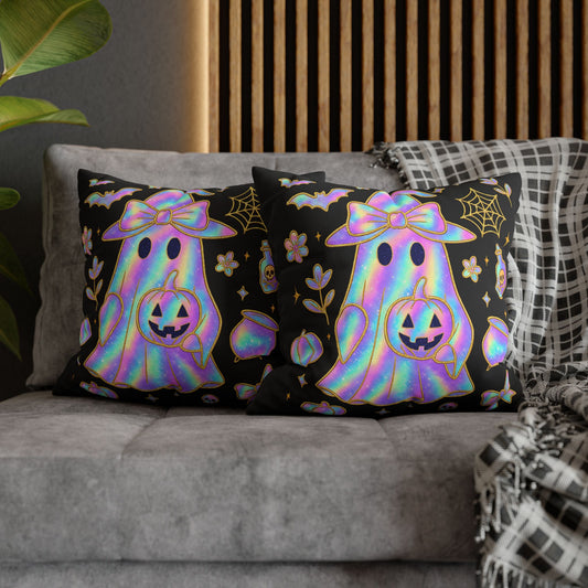 Holographic Ghost Pillowcase - Cozy Halloween Decor, Cute Cushion Cover, Spooky Gift for Fall Vibes - VYBE Shop