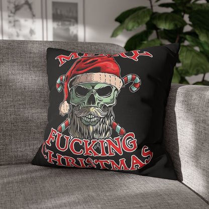 Gothic Christmas Pillowcase - Merry F***ing Christmas Cushion Cover, Edgy Holiday Decor & Unique Gift - VYBE Shop