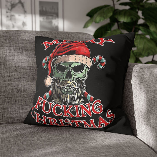 Gothic Christmas Pillowcase - Merry F***ing Christmas Cushion Cover, Edgy Holiday Decor & Unique Gift - VYBE Shop