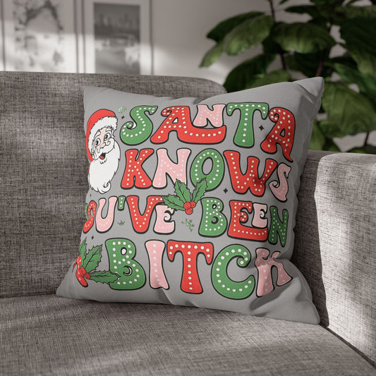 Funny Christmas Pillowcase - Santa Knows You've Been A Bit... Unique Decorative Accent for Holiday Decor, Perfect Gift for Friends and Family - VYBE Shop