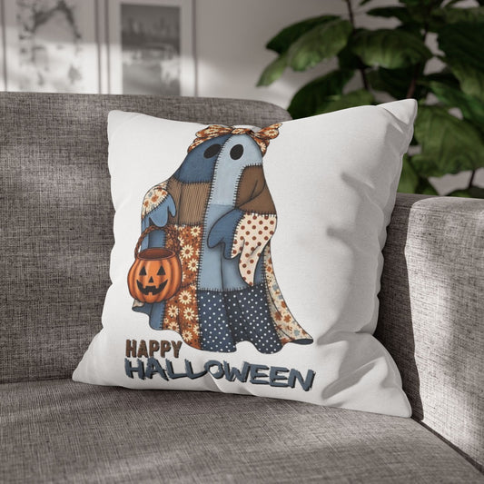 Halloween Ghost Pillowcase | Spun Polyester Cushion Cover, Fall Decor, Spooky Home, Cozy Halloween, Gift for Halloween Lovers - VYBE Shop
