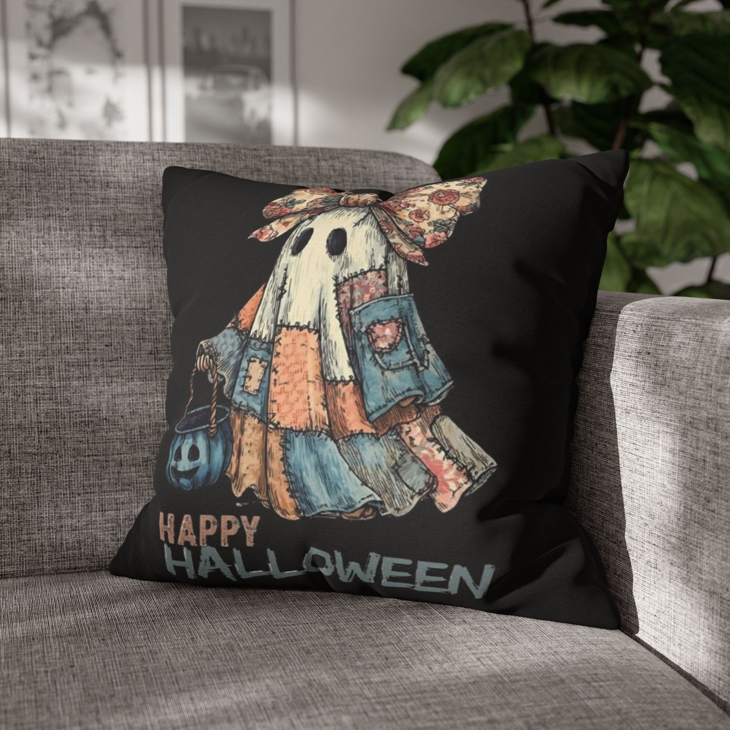 Halloween Ghost Pillowcase, Decorative Cushion Cover, Spooky Home Decor, Fall Gift, Cozy Halloween Accent, Autumn Decoration - VYBE Shop