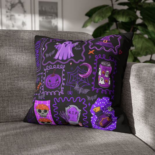 Halloween Pillowcase - Spooky Home Decor Cushion Cover with Ghost and Pumpkin Design - VYBE Shop