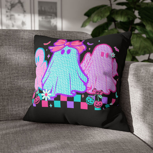 Colorful Ghost Pillowcase | Whimsical Halloween Decor, Spooky Home Accent Cushion Cover, Vibrant Ghost Design - VYBE Shop