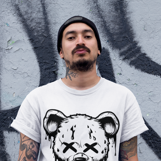 Grunge Bear Tee - Vintage Style Graphic T-Shirt for Casual Wear - VYBE