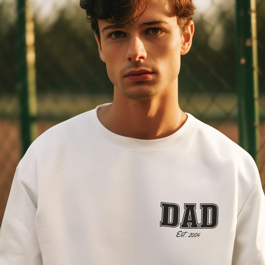 Custom Dad Crewneck Sweatshirt with Personalized Child's Birth Year - VYBE