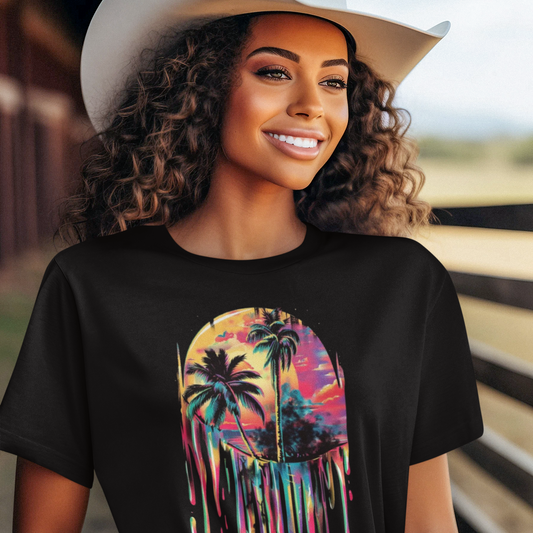 Sunset Palm Drip T-Shirt - VYBE