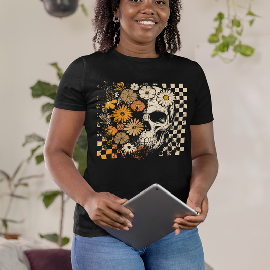 Fall Skull Floral T-Shirt - VYBE
