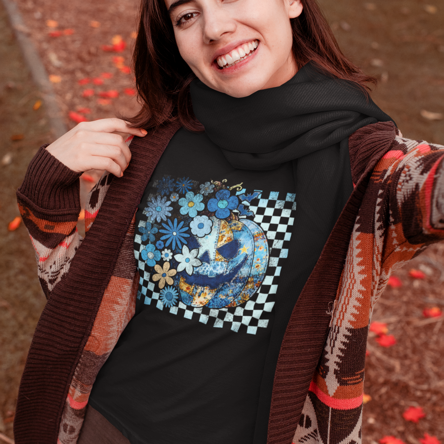 Floral Blue Vibe Fall T-Shirt - VYBE