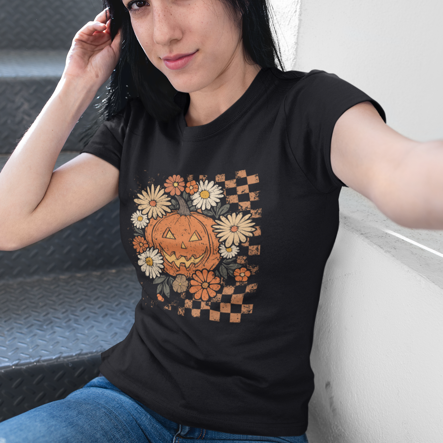 Autumn Pumpkin Floral T-Shirt - VYBE