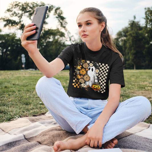 Spooky Floral Ghost Mouse T-Shirt - VYBE