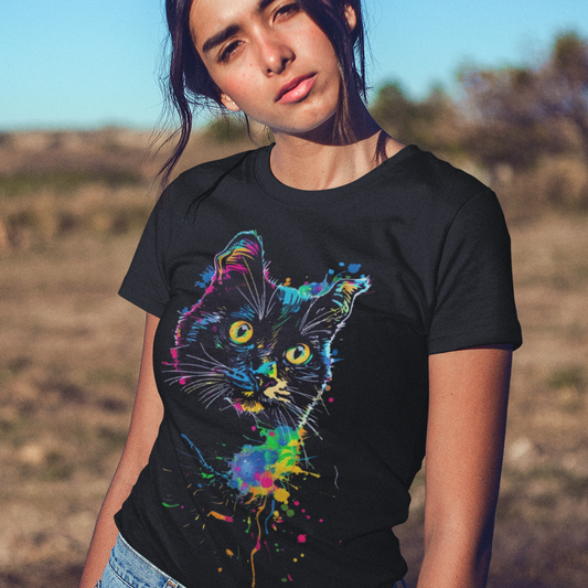Colorful Cat Art T-Shirt - VYBE