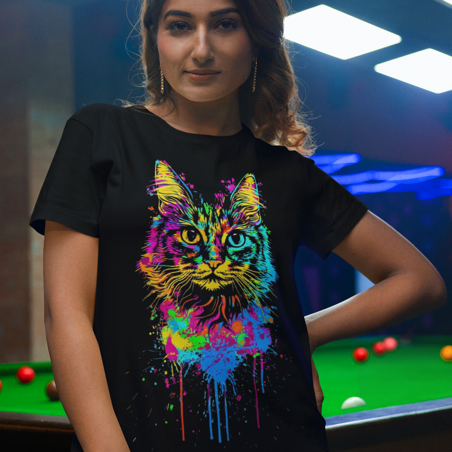 Colorful Cat Graphic T-Shirt - VYBE